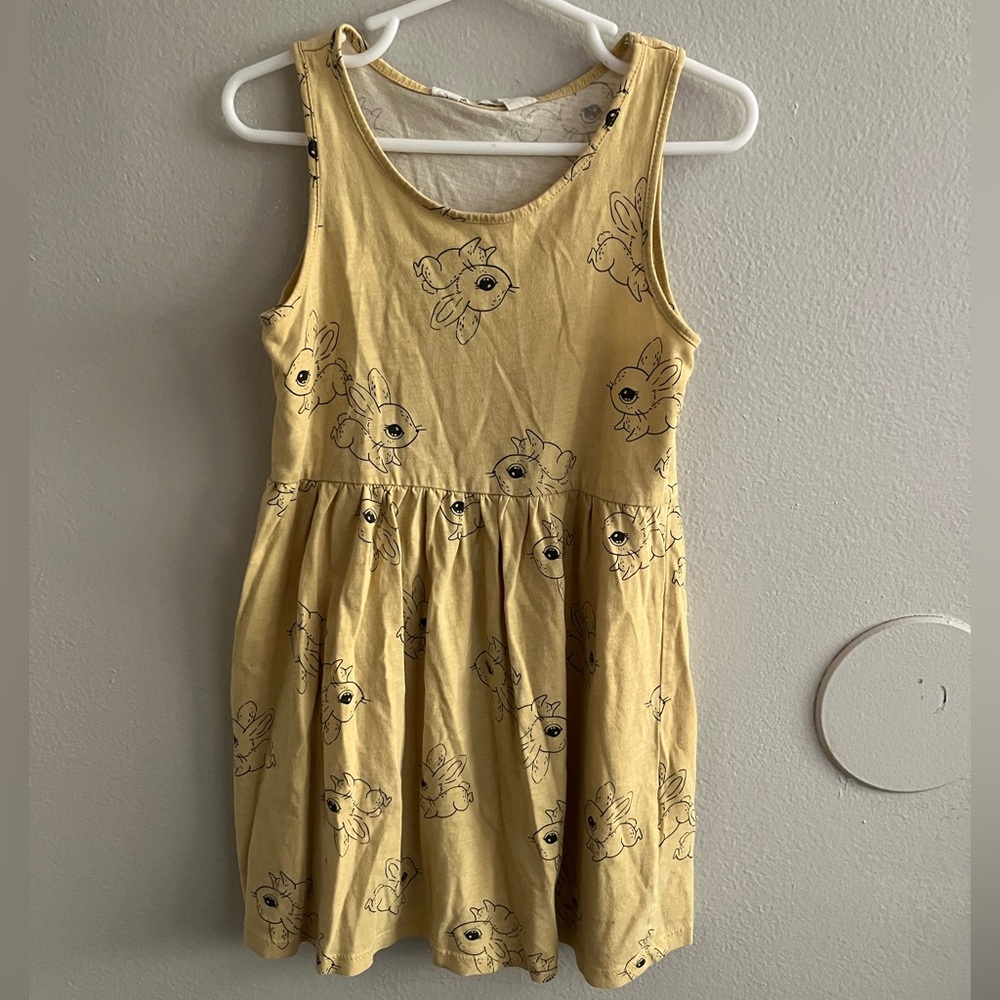H&M Kids Casual Dress - Yellow with Black Bunnies Print